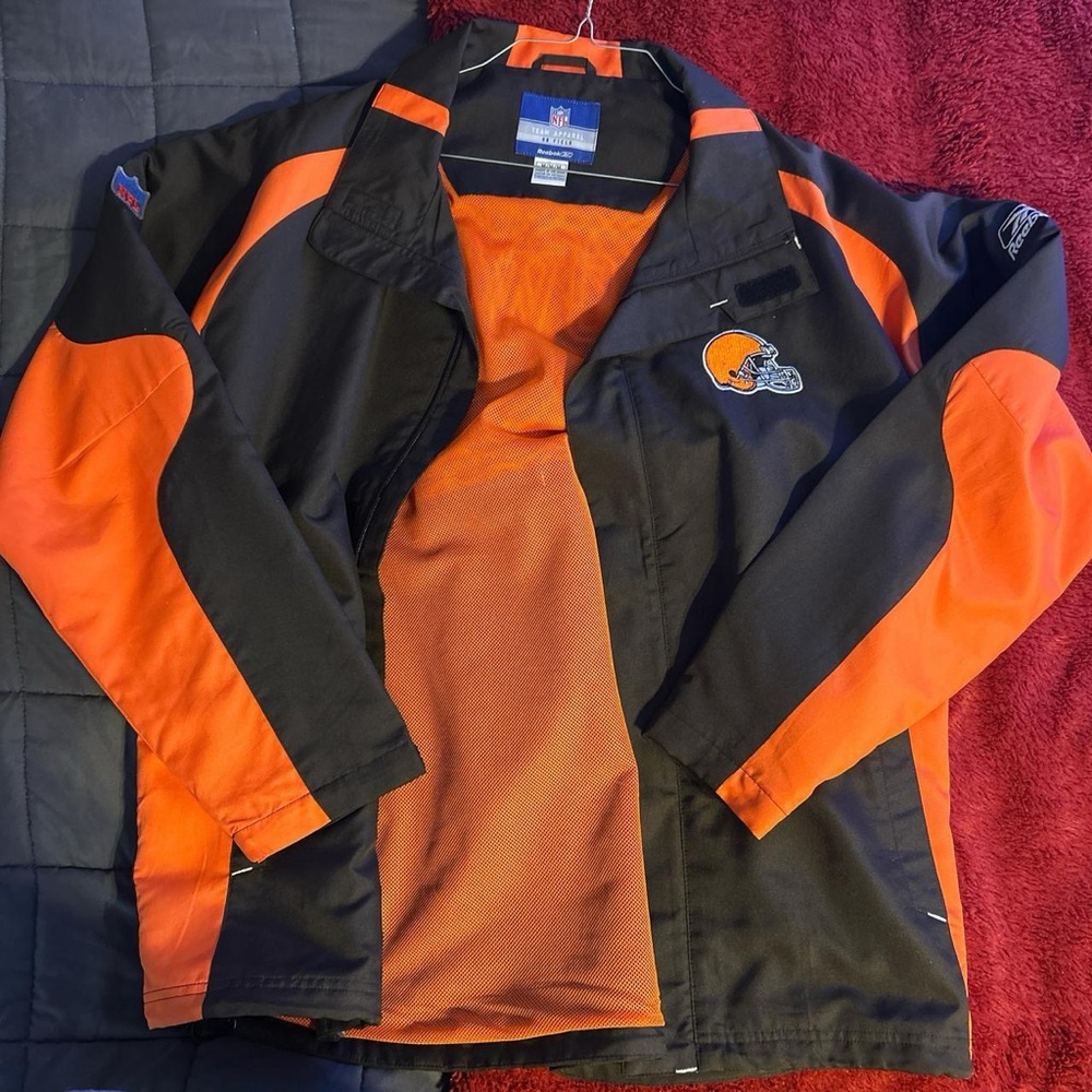 Cleveland Browns Reebok Black and Orange Bomber Jacket